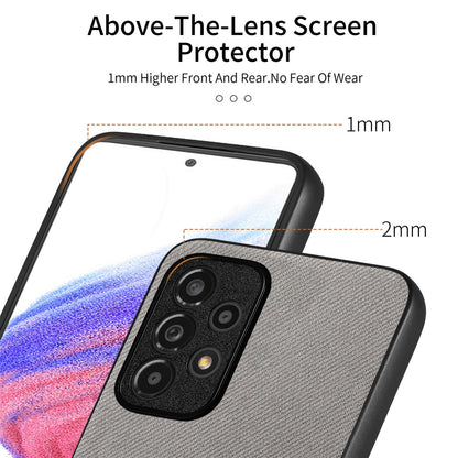Samsung Galaxy A53 5G Case - Vegan Leather and Twill Fabric Skin with Anti-Scratch and Drop Protection Back Phone Case