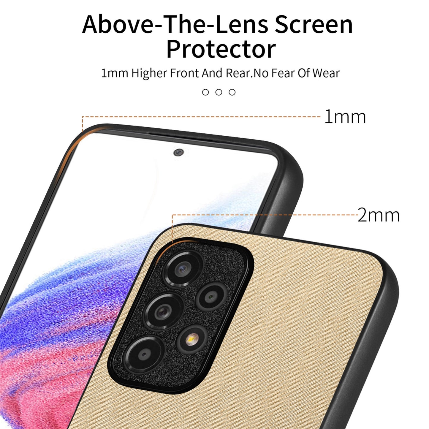 Samsung Galaxy A53 5G Case - Vegan Leather and Twill Fabric Skin with Anti-Scratch and Drop Protection Back Phone Case