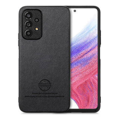 Samsung Galaxy A53 5G Case - Vegan Leather and Twill Fabric Skin with Anti-Scratch and Drop Protection Back Phone Case