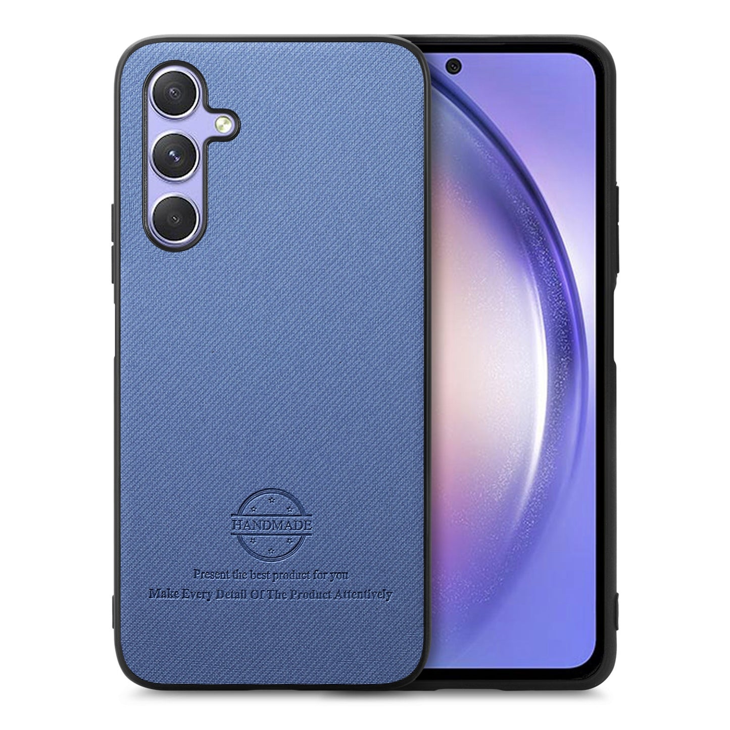 Samsung Galaxy A54 5G Case - Vegan Leather and Twill Fabric Skin with Anti-Scratch and Drop Protection Back Phone Case