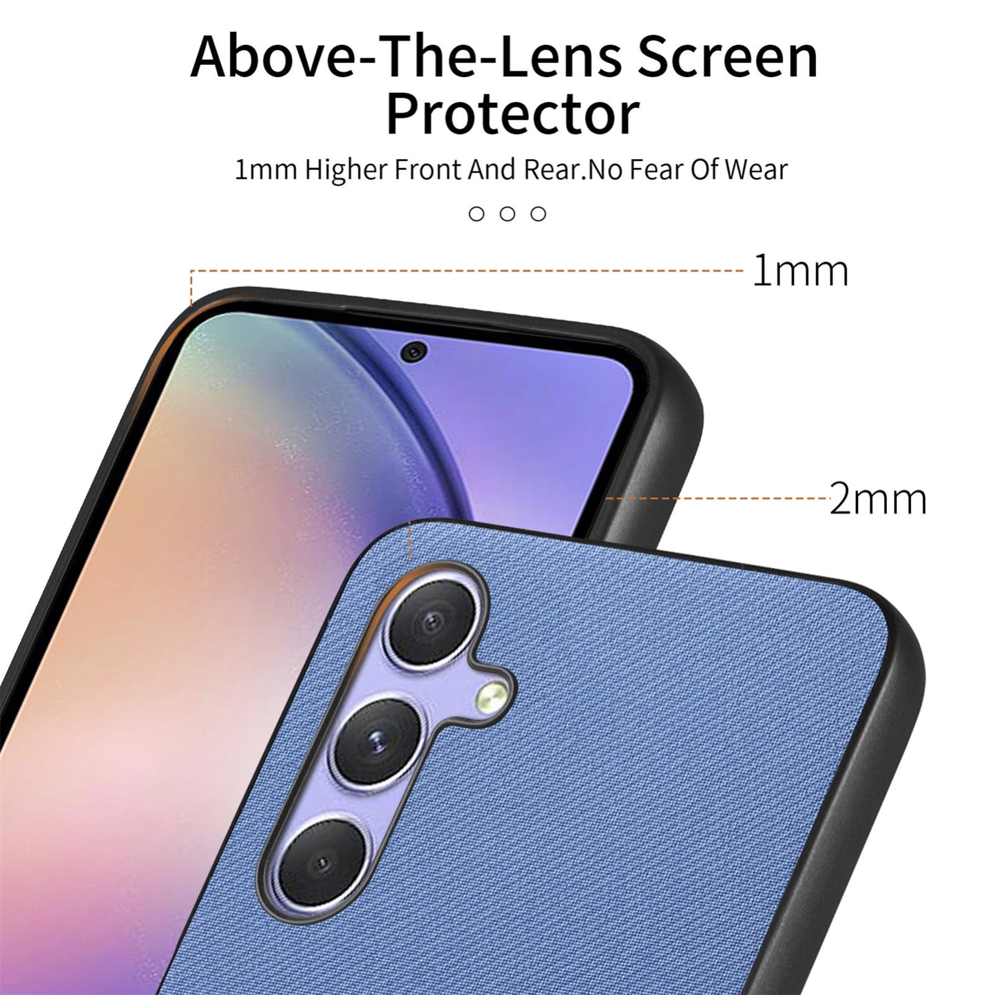 Samsung Galaxy A54 5G Case - Vegan Leather and Twill Fabric Skin with Anti-Scratch and Drop Protection Back Phone Case