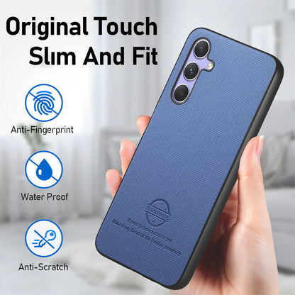 Samsung Galaxy A54 5G Case - Vegan Leather and Twill Fabric Skin with Anti-Scratch and Drop Protection Back Phone Case