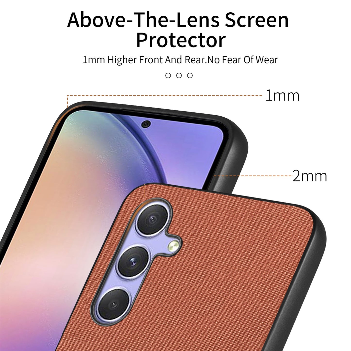 Samsung Galaxy A54 5G Case - Vegan Leather and Twill Fabric Skin with Anti-Scratch and Drop Protection Back Phone Case
