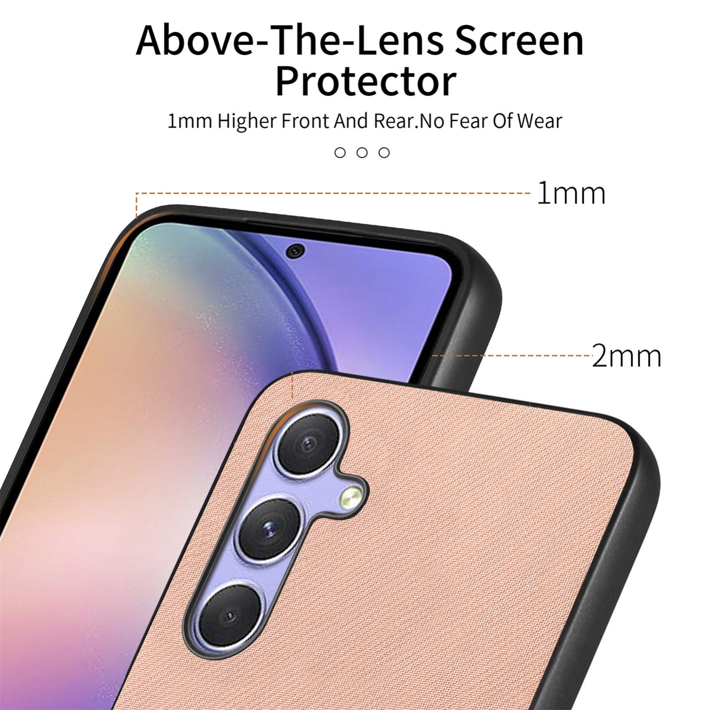 Samsung Galaxy A54 5G Case - Vegan Leather and Twill Fabric Skin with Anti-Scratch and Drop Protection Back Phone Case