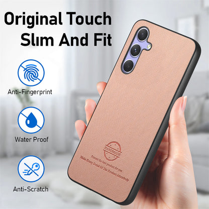 Samsung Galaxy A54 5G Case - Vegan Leather and Twill Fabric Skin with Anti-Scratch and Drop Protection Back Phone Case