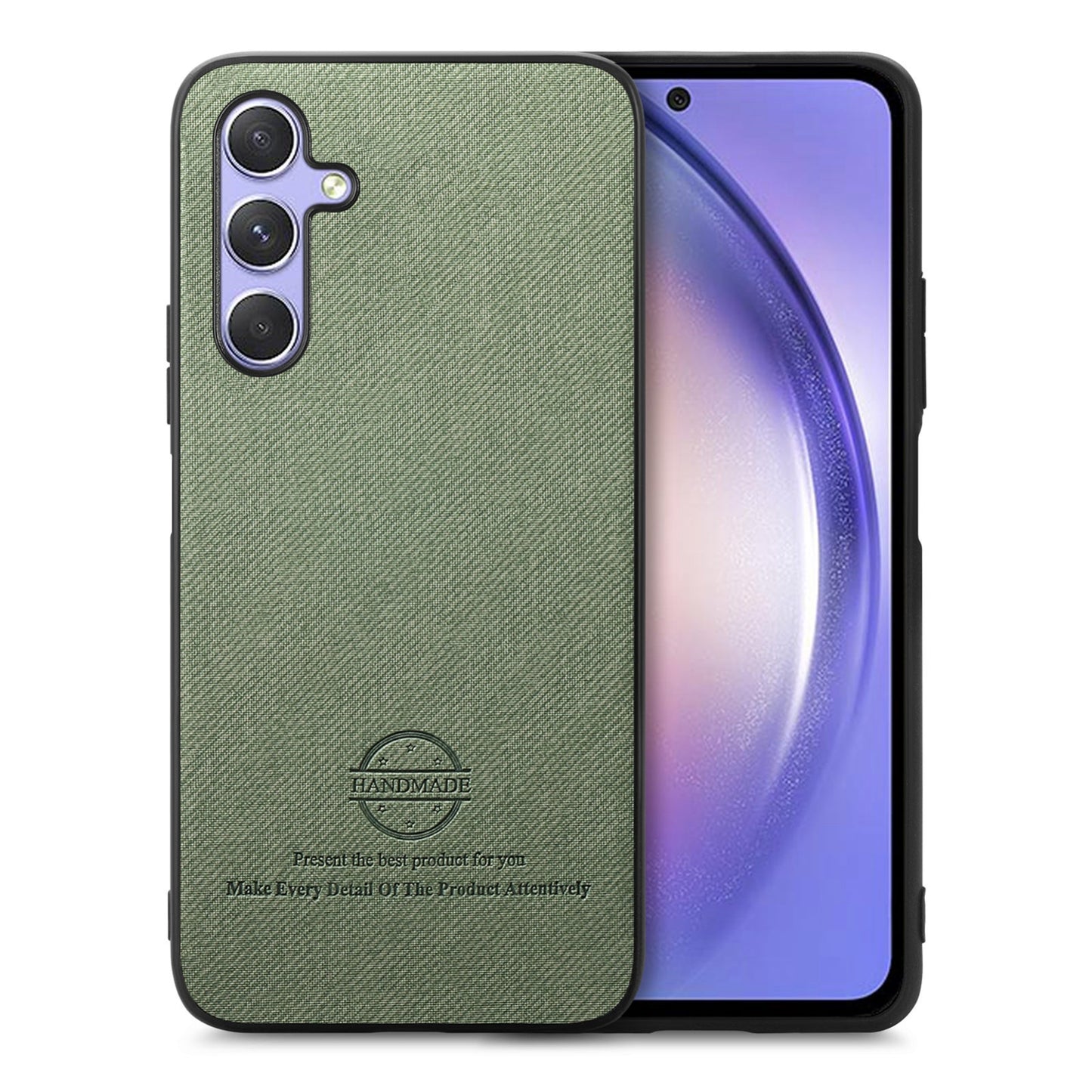 Samsung Galaxy A54 5G Case - Vegan Leather and Twill Fabric Skin with Anti-Scratch and Drop Protection Back Phone Case