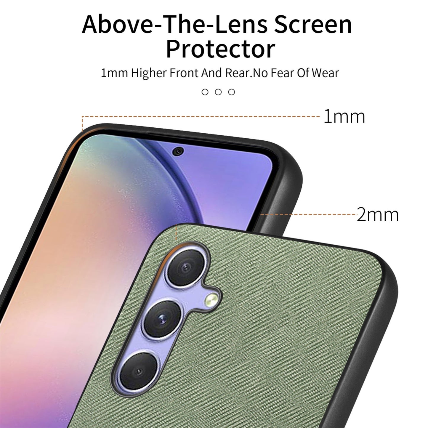 Samsung Galaxy A54 5G Case - Vegan Leather and Twill Fabric Skin with Anti-Scratch and Drop Protection Back Phone Case