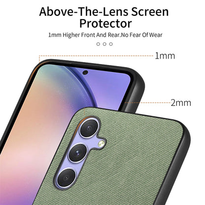 Samsung Galaxy A54 5G Case - Vegan Leather and Twill Fabric Skin with Anti-Scratch and Drop Protection Back Phone Case