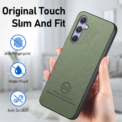 Samsung Galaxy A54 5G Case - Vegan Leather and Twill Fabric Skin with Anti-Scratch and Drop Protection Back Phone Case