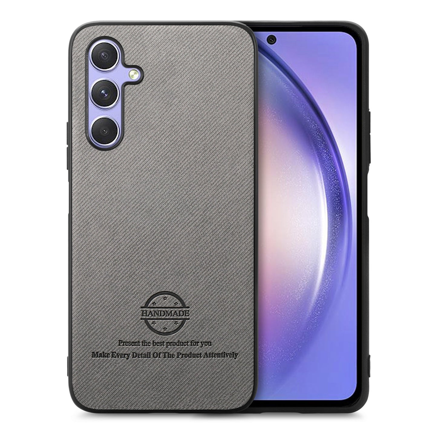 Samsung Galaxy A54 5G Case - Vegan Leather and Twill Fabric Skin with Anti-Scratch and Drop Protection Back Phone Case