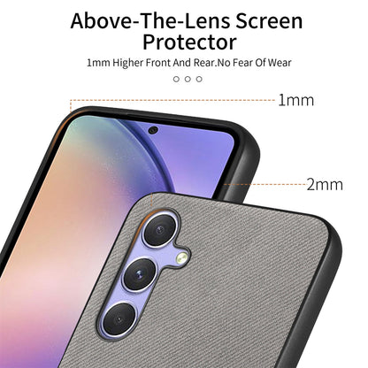 Samsung Galaxy A54 5G Case - Vegan Leather and Twill Fabric Skin with Anti-Scratch and Drop Protection Back Phone Case