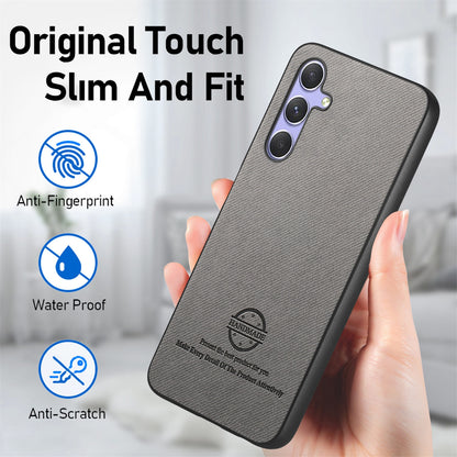 Samsung Galaxy A54 5G Case - Vegan Leather and Twill Fabric Skin with Anti-Scratch and Drop Protection Back Phone Case