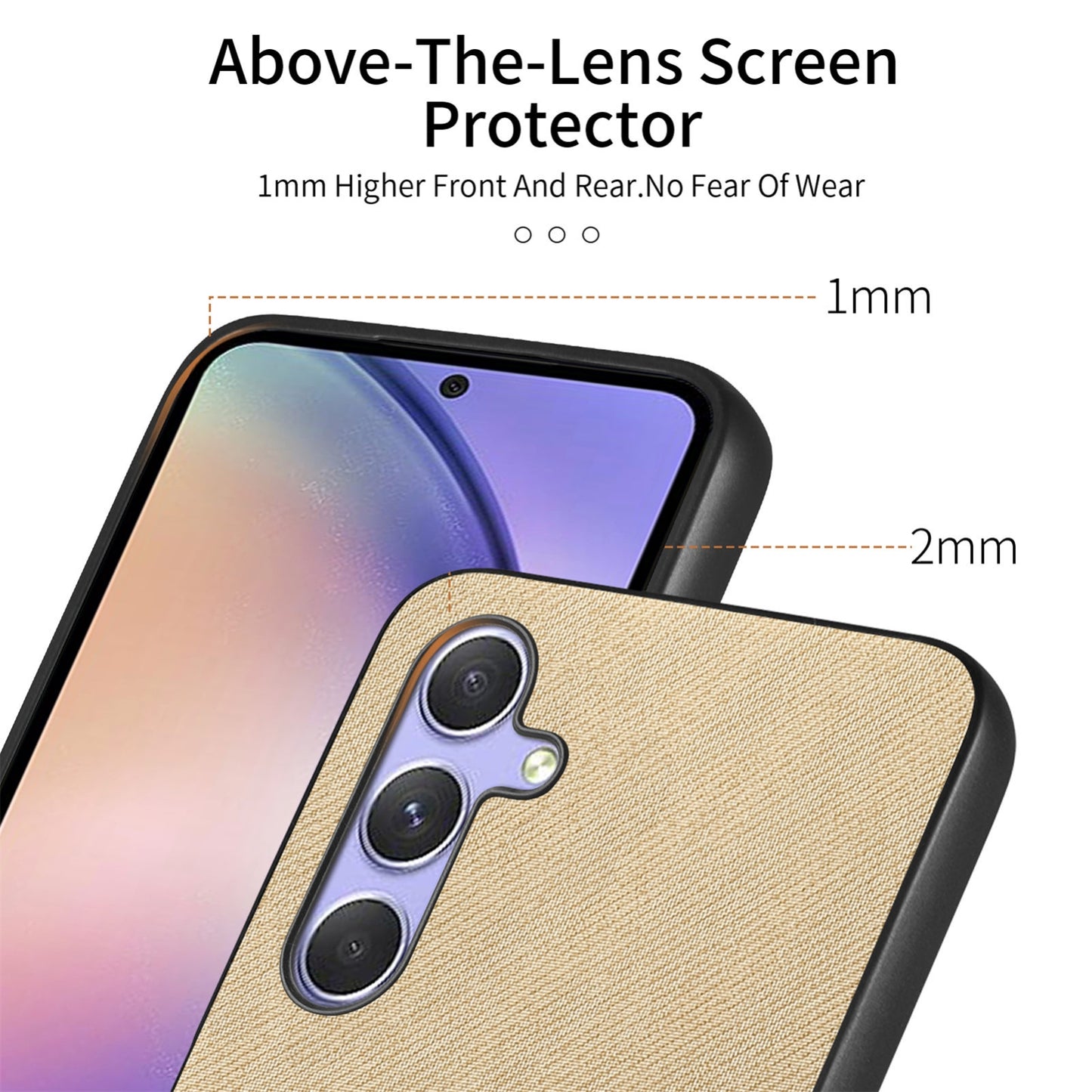 Samsung Galaxy A54 5G Case - Vegan Leather and Twill Fabric Skin with Anti-Scratch and Drop Protection Back Phone Case