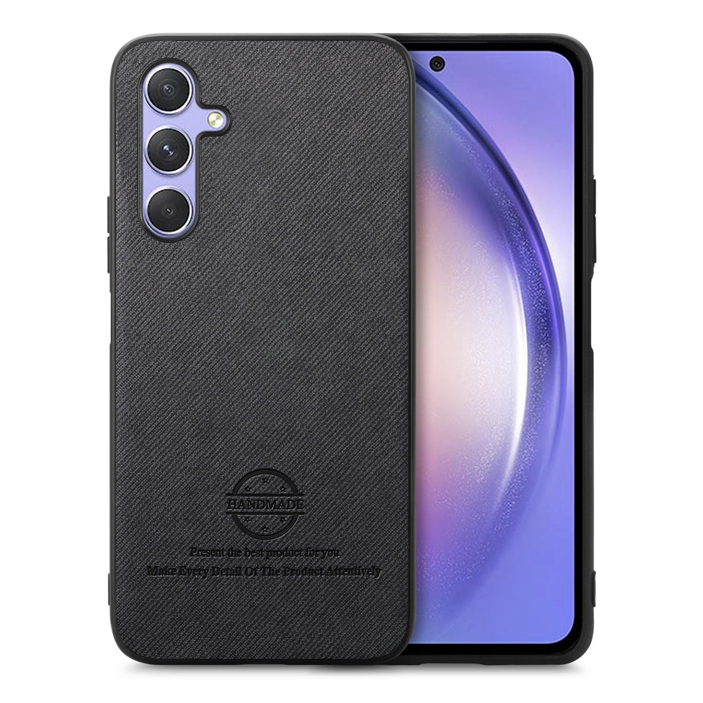 Samsung Galaxy A54 5G Case - Vegan Leather and Twill Fabric Skin with Anti-Scratch and Drop Protection Back Phone Case