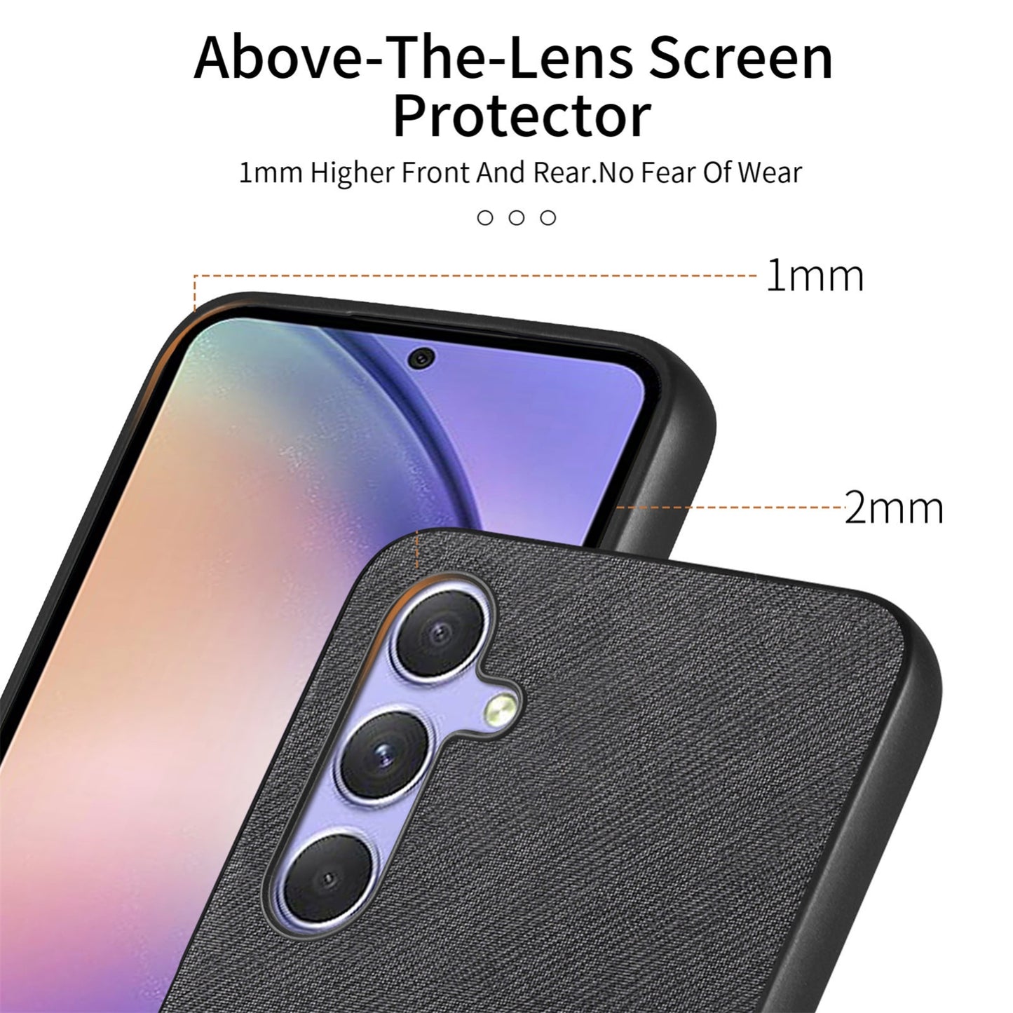 Samsung Galaxy A54 5G Case - Vegan Leather and Twill Fabric Skin with Anti-Scratch and Drop Protection Back Phone Case