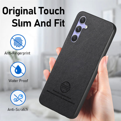 Samsung Galaxy A54 5G Case - Vegan Leather and Twill Fabric Skin with Anti-Scratch and Drop Protection Back Phone Case