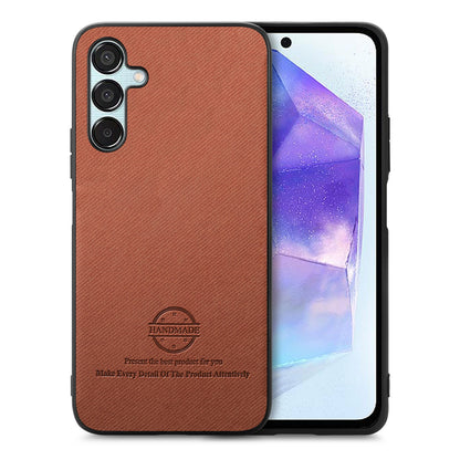 Samsung Galaxy A55 5G Case - Vegan Leather and Twill Fabric Skin with Anti-Scratch and Drop Protection Back Phone Case