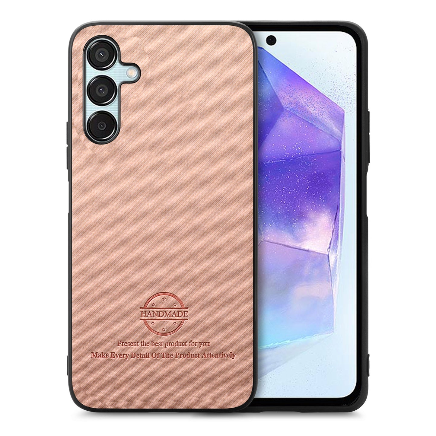 Samsung Galaxy A55 5G Case - Vegan Leather and Twill Fabric Skin with Anti-Scratch and Drop Protection Back Phone Case