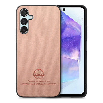 Samsung Galaxy A55 5G Case - Vegan Leather and Twill Fabric Skin with Anti-Scratch and Drop Protection Back Phone Case