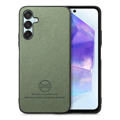 Samsung Galaxy A55 5G Case - Vegan Leather and Twill Fabric Skin with Anti-Scratch and Drop Protection Back Phone Case