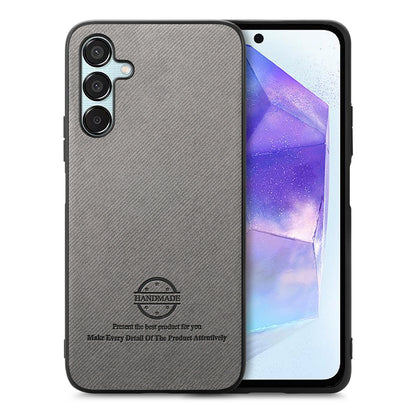 Samsung Galaxy A55 5G Case - Vegan Leather and Twill Fabric Skin with Anti-Scratch and Drop Protection Back Phone Case