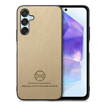 Samsung Galaxy A55 5G Case - Vegan Leather and Twill Fabric Skin with Anti-Scratch and Drop Protection Back Phone Case