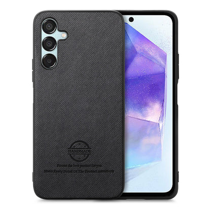 Samsung Galaxy A55 5G Case - Vegan Leather and Twill Fabric Skin with Anti-Scratch and Drop Protection Back Phone Case