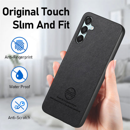 Samsung Galaxy A55 5G Case - Vegan Leather and Twill Fabric Skin with Anti-Scratch and Drop Protection Back Phone Case