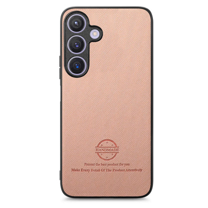 Samsung Galaxy S25 5G Case - Vegan Leather and Twill Fabric Skin with Anti-Scratch and Drop Protection Back Phone Case