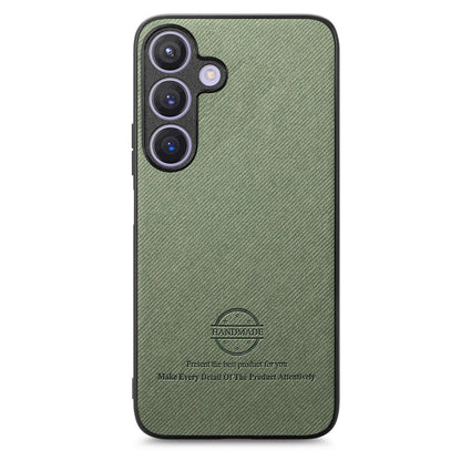 Samsung Galaxy S25 5G Case - Vegan Leather and Twill Fabric Skin with Anti-Scratch and Drop Protection Back Phone Case