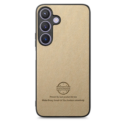 Samsung Galaxy S25 5G Case - Vegan Leather and Twill Fabric Skin with Anti-Scratch and Drop Protection Back Phone Case