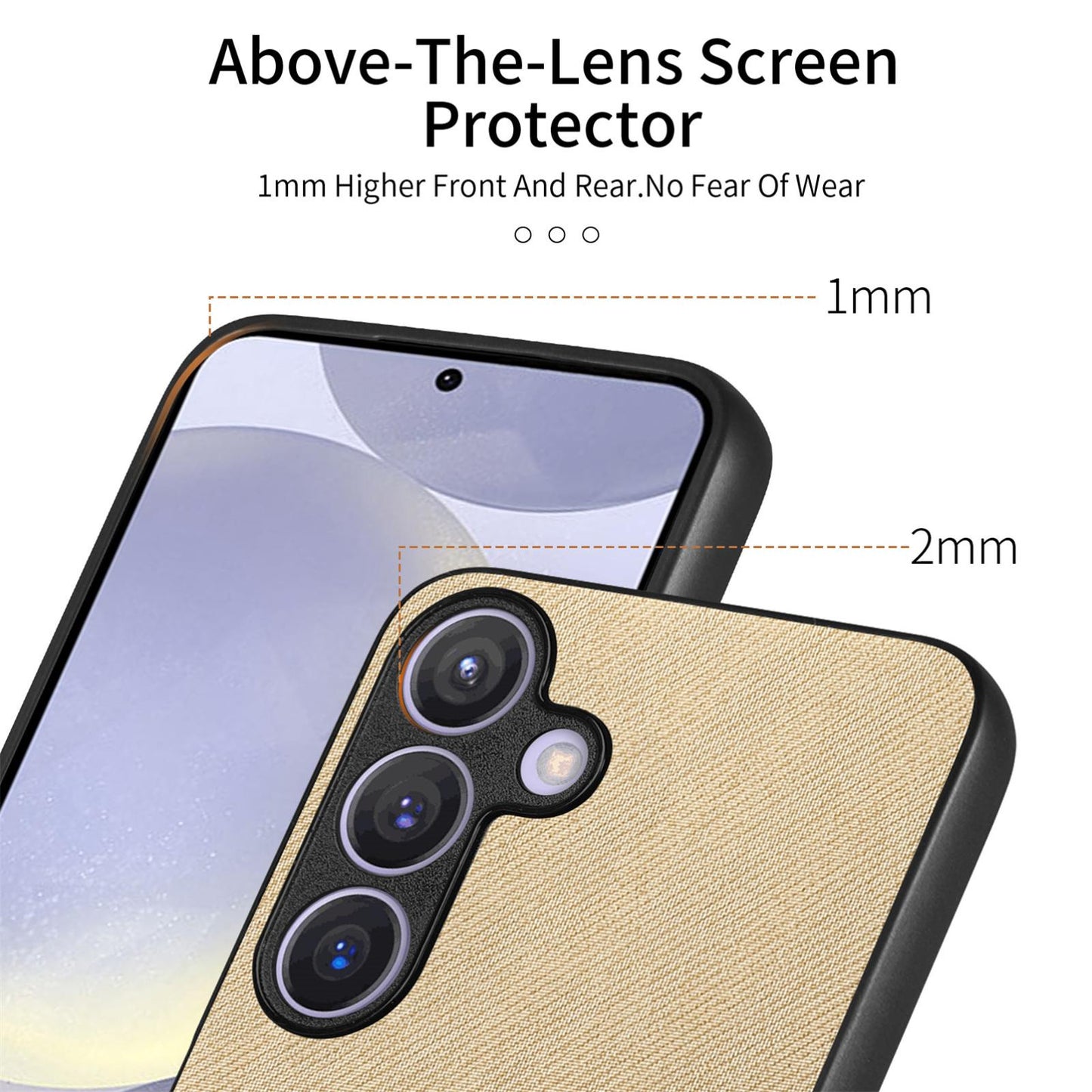 Samsung Galaxy S25 5G Case - Vegan Leather and Twill Fabric Skin with Anti-Scratch and Drop Protection Back Phone Case