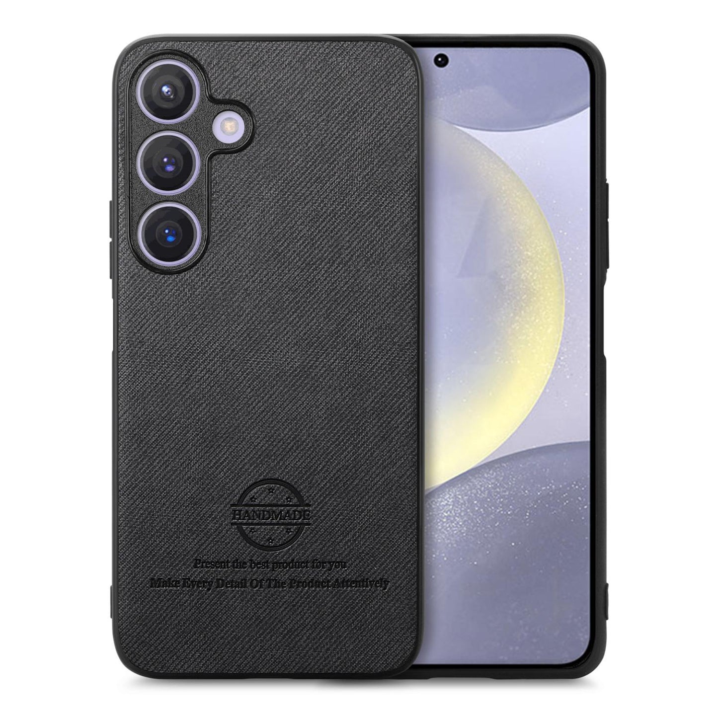 Samsung Galaxy S25 5G Case - Vegan Leather and Twill Fabric Skin with Anti-Scratch and Drop Protection Back Phone Case