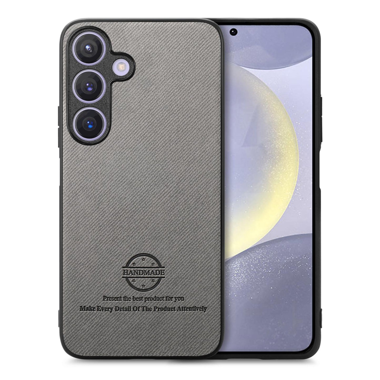 Samsung Galaxy S25+ 5G Case - Vegan Leather and Twill Fabric Skin with Anti-Scratch and Drop Protection Back Phone Case