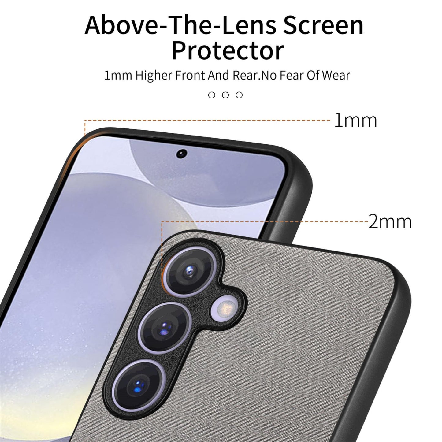 Samsung Galaxy S25+ 5G Case - Vegan Leather and Twill Fabric Skin with Anti-Scratch and Drop Protection Back Phone Case