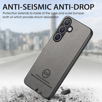 Samsung Galaxy S25+ 5G Case - Vegan Leather and Twill Fabric Skin with Anti-Scratch and Drop Protection Back Phone Case