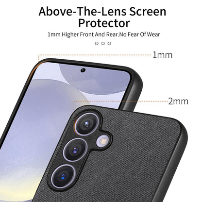 Samsung Galaxy S25+ 5G Case - Vegan Leather and Twill Fabric Skin with Anti-Scratch and Drop Protection Back Phone Case