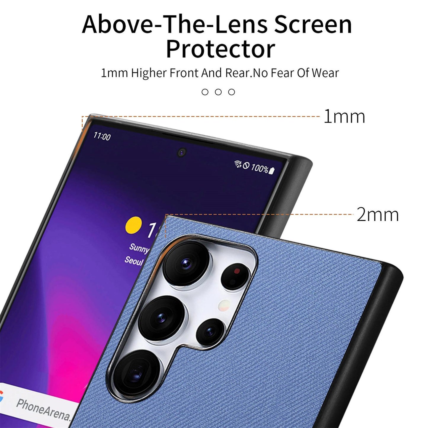 Samsung Galaxy S25 Ultra 5G Case - Vegan Leather and Twill Fabric Skin with Anti-Scratch and Drop Protection Back Phone Case