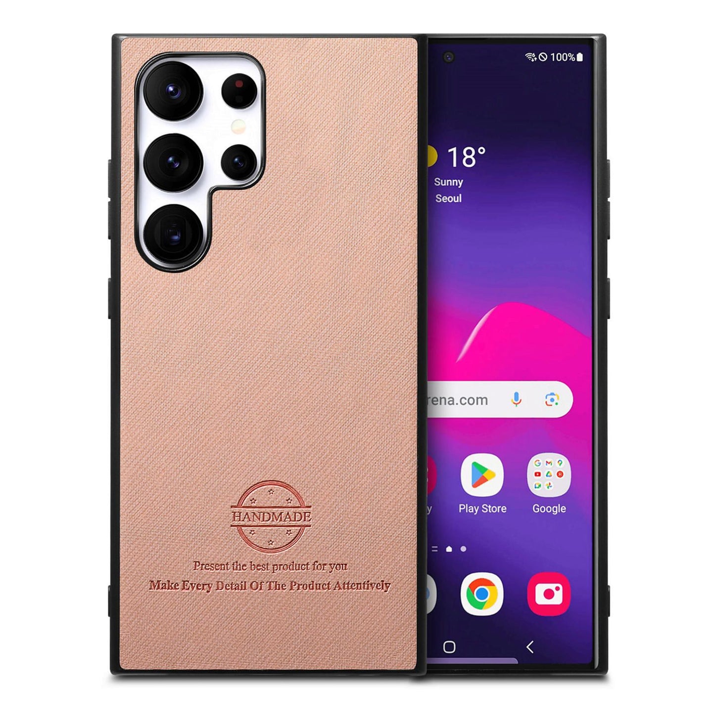 Samsung Galaxy S25 Ultra 5G Case - Vegan Leather and Twill Fabric Skin with Anti-Scratch and Drop Protection Back Phone Case