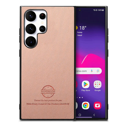 Samsung Galaxy S25 Ultra 5G Case - Vegan Leather and Twill Fabric Skin with Anti-Scratch and Drop Protection Back Phone Case