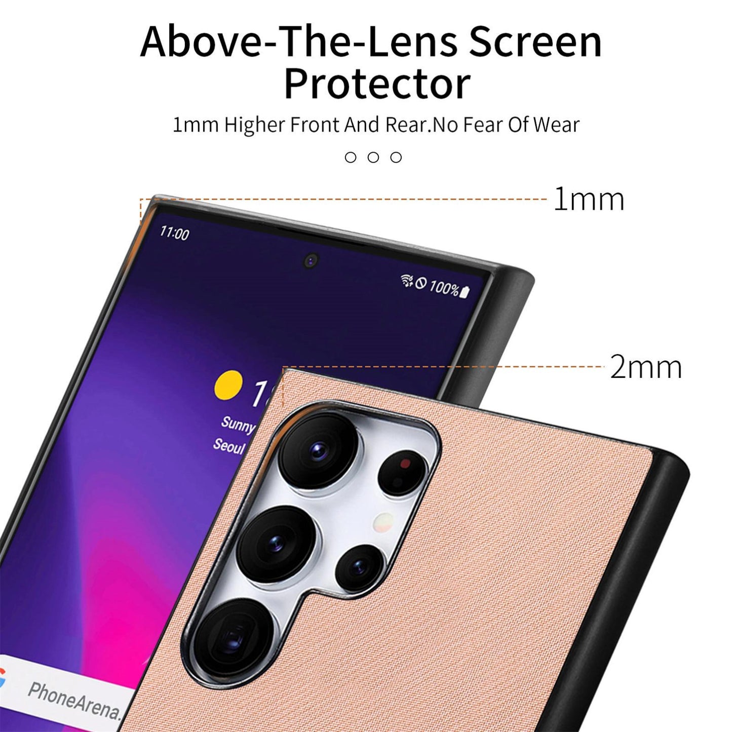 Samsung Galaxy S25 Ultra 5G Case - Vegan Leather and Twill Fabric Skin with Anti-Scratch and Drop Protection Back Phone Case