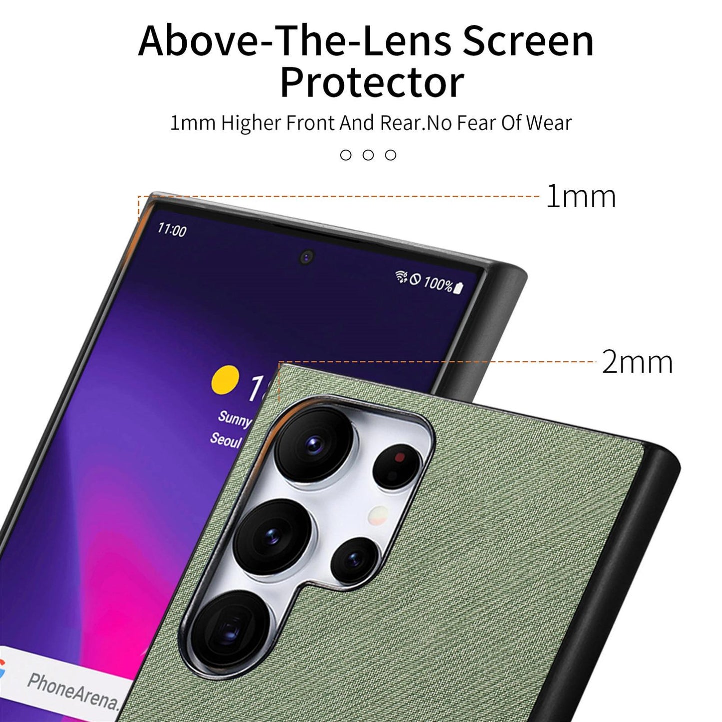 Samsung Galaxy S25 Ultra 5G Case - Vegan Leather and Twill Fabric Skin with Anti-Scratch and Drop Protection Back Phone Case