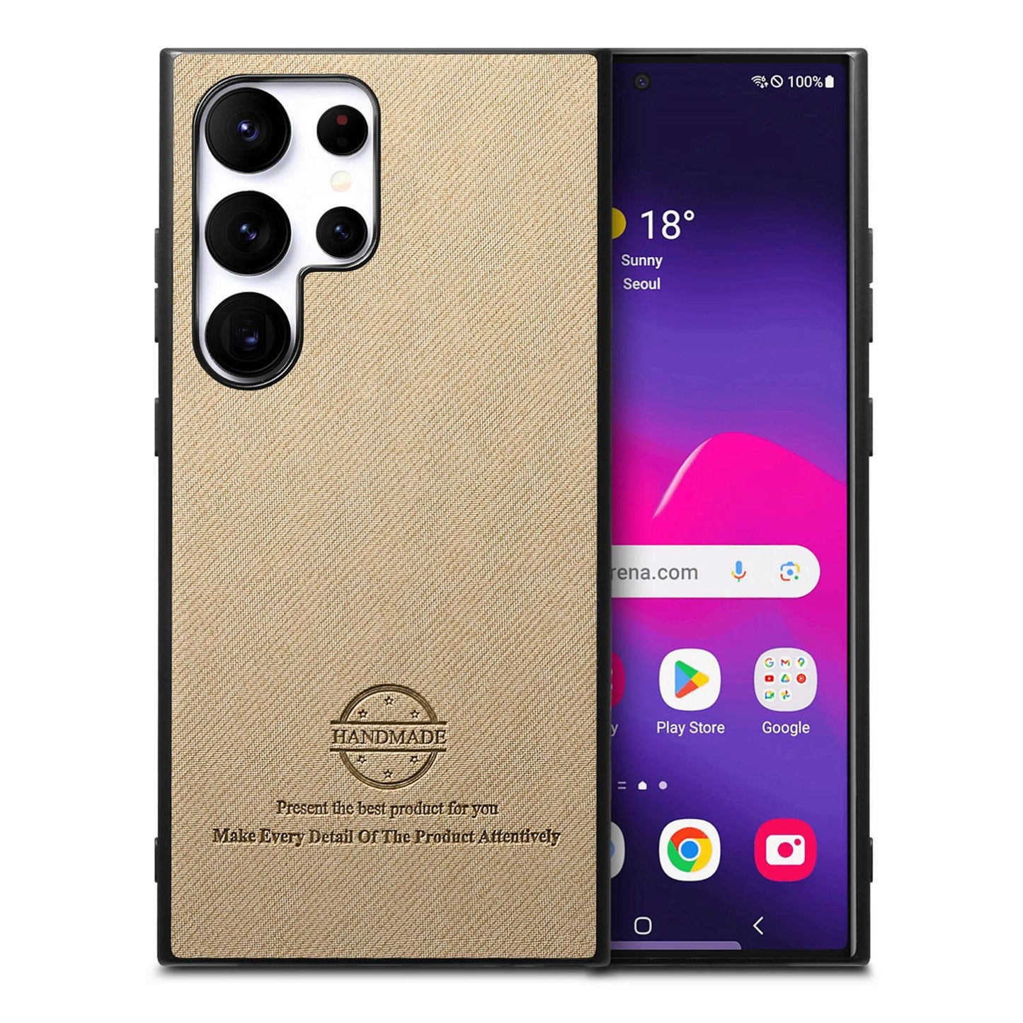 Samsung Galaxy S25 Ultra 5G Case - Vegan Leather and Twill Fabric Skin with Anti-Scratch and Drop Protection Back Phone Case