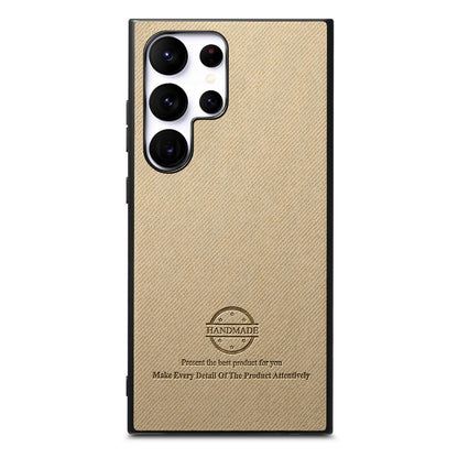 Samsung Galaxy S25 Ultra 5G Case - Vegan Leather and Twill Fabric Skin with Anti-Scratch and Drop Protection Back Phone Case