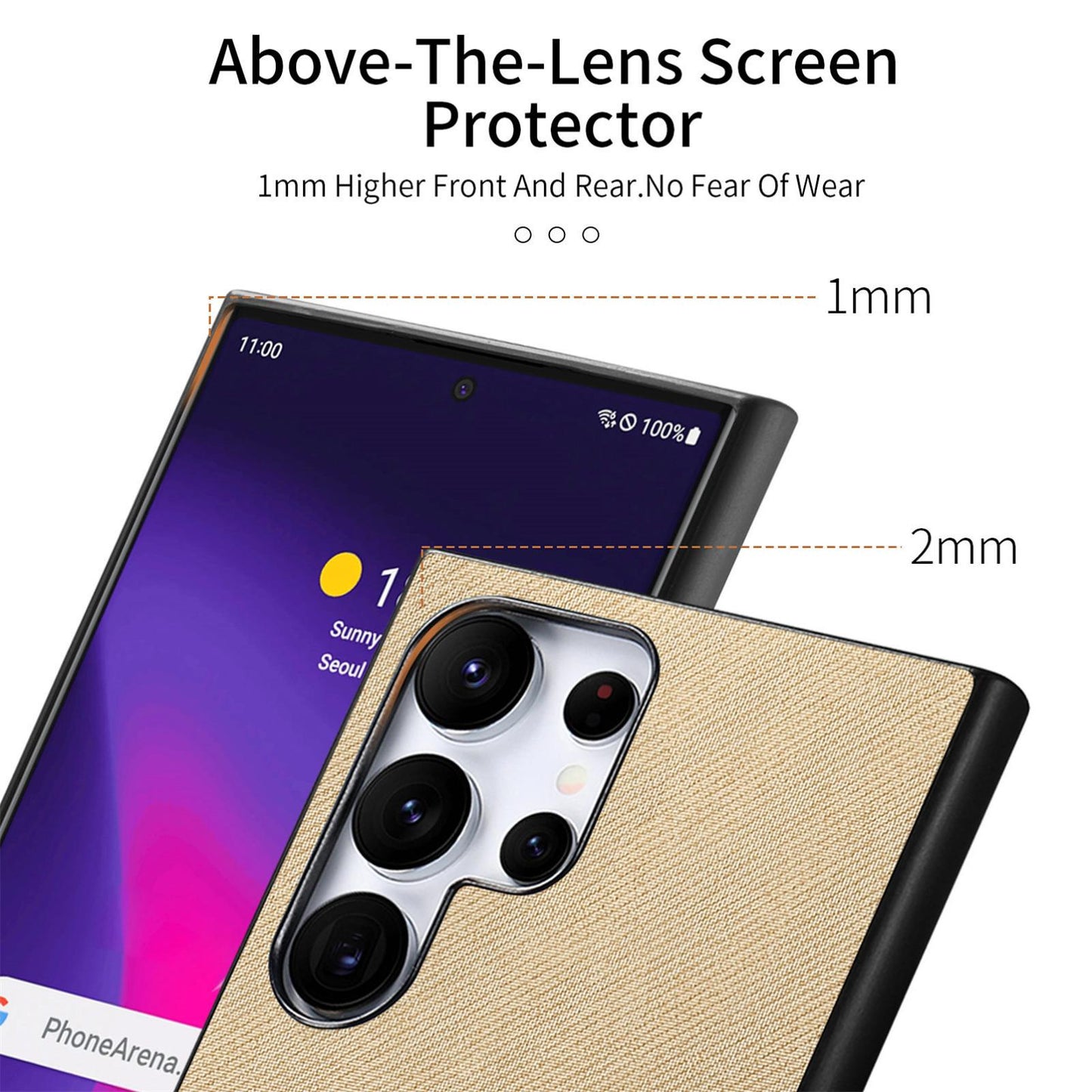 Samsung Galaxy S25 Ultra 5G Case - Vegan Leather and Twill Fabric Skin with Anti-Scratch and Drop Protection Back Phone Case