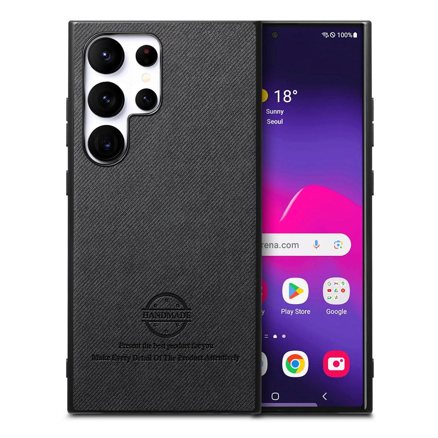 Samsung Galaxy S25 Ultra 5G Case - Vegan Leather and Twill Fabric Skin with Anti-Scratch and Drop Protection Back Phone Case