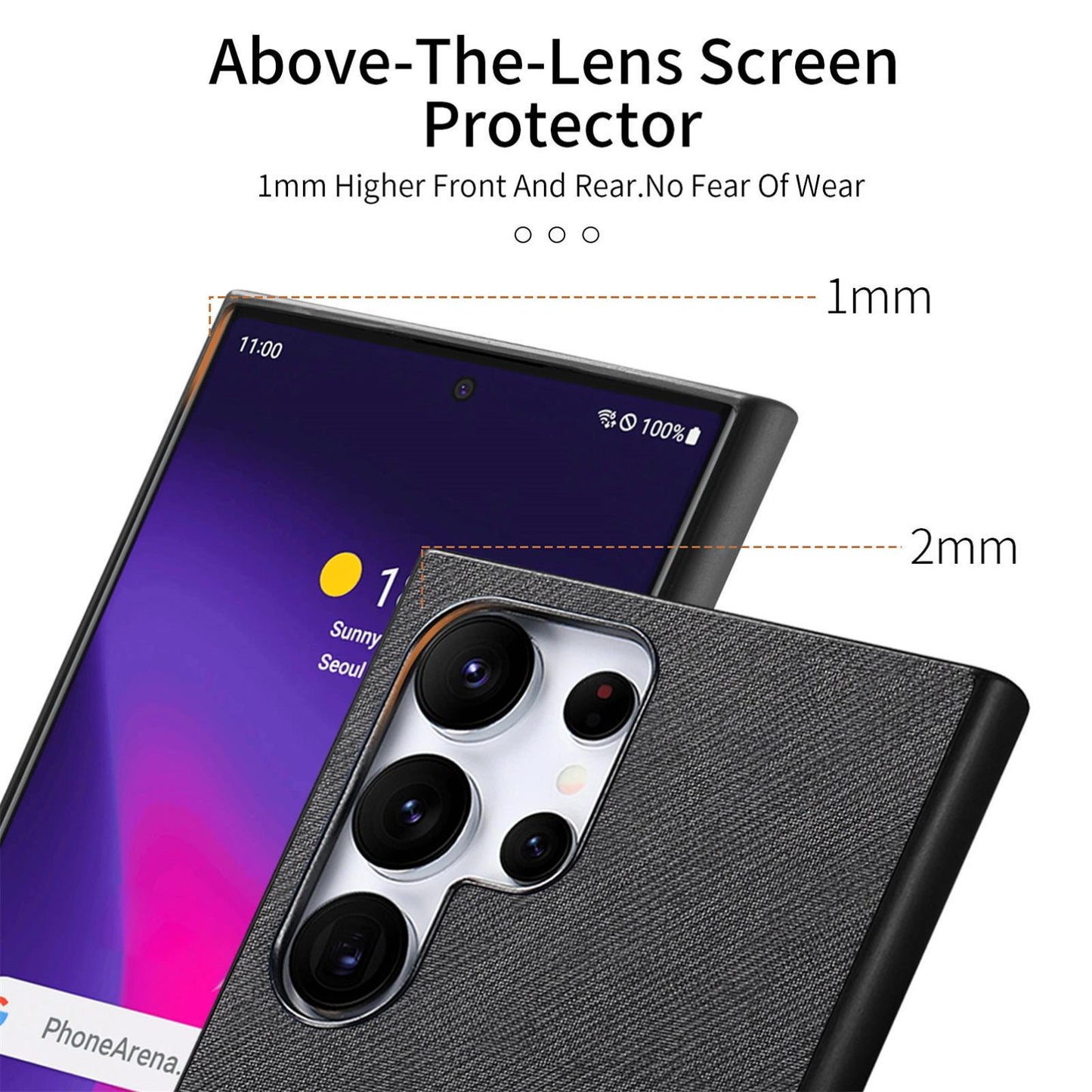 Samsung Galaxy S25 Ultra 5G Case - Vegan Leather and Twill Fabric Skin with Anti-Scratch and Drop Protection Back Phone Case