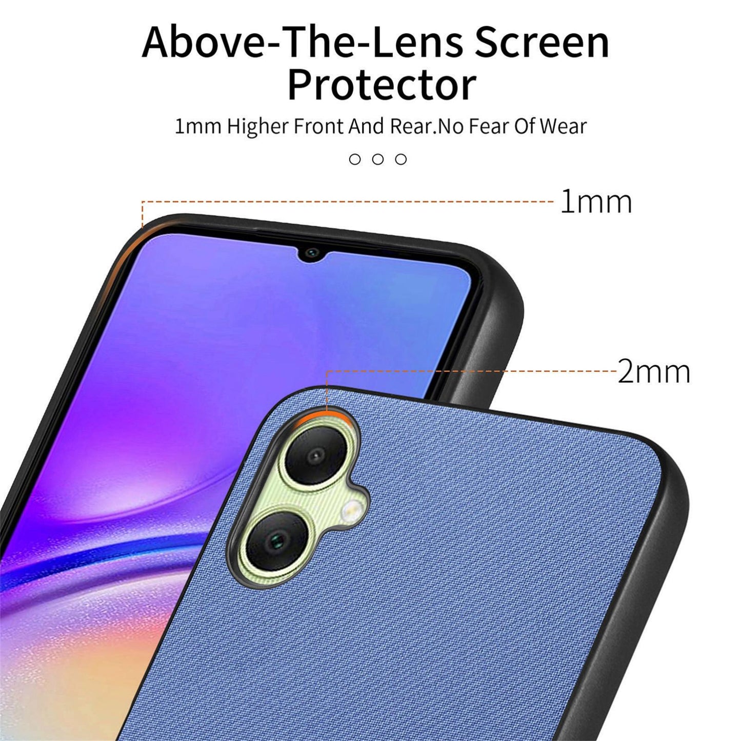 Samsung Galaxy A06 Case - Vegan Leather and Twill Fabric Skin with Anti-Scratch and Drop Protection Back Phone Case