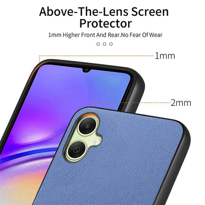 Samsung Galaxy A06 Case - Vegan Leather and Twill Fabric Skin with Anti-Scratch and Drop Protection Back Phone Case