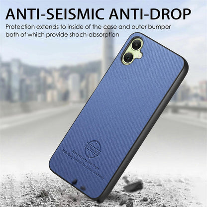 Samsung Galaxy A06 Case - Vegan Leather and Twill Fabric Skin with Anti-Scratch and Drop Protection Back Phone Case